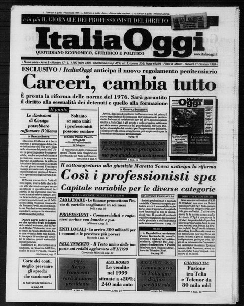 Italia oggi : quotidiano di economia finanza e politica